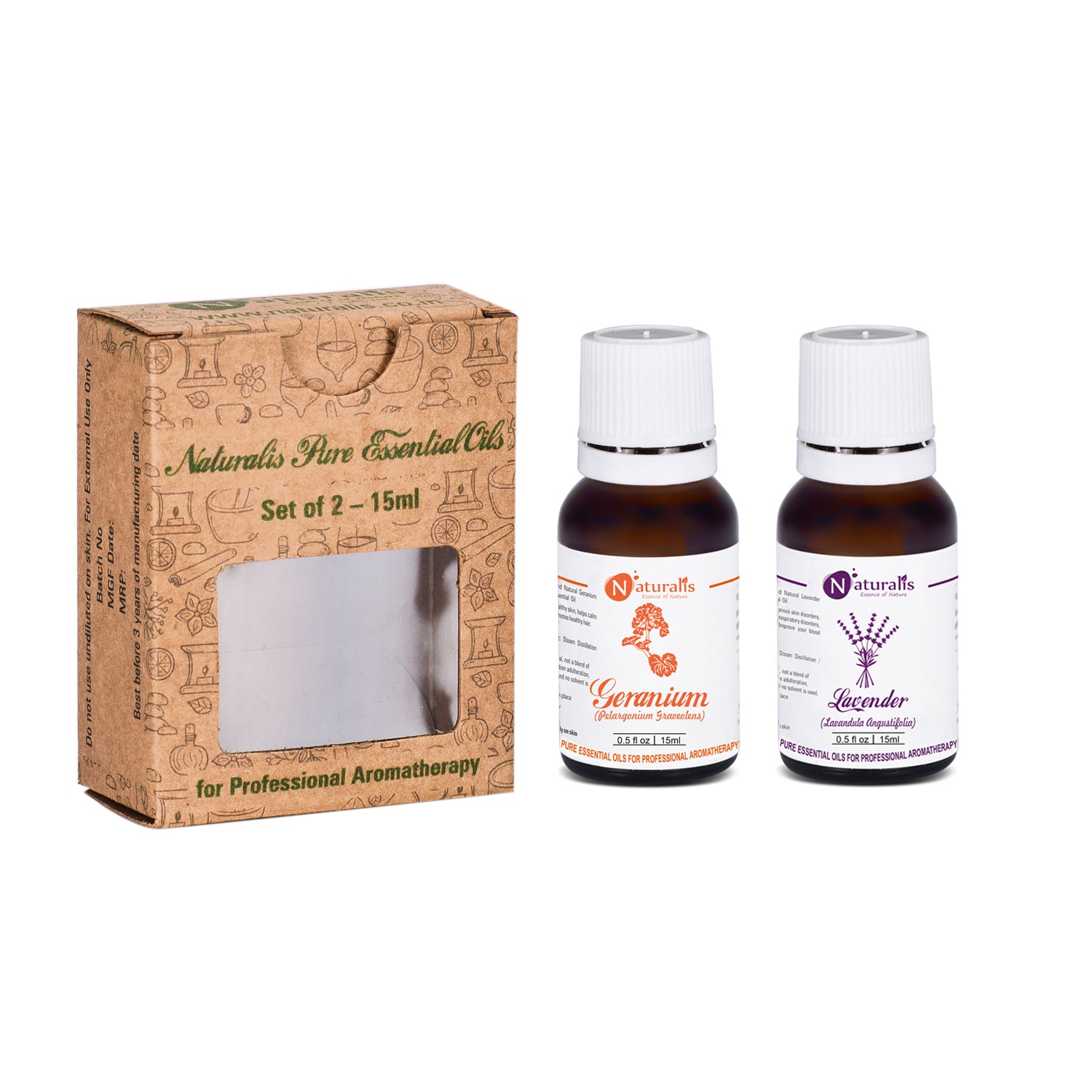Lavender and Ylang Ylang Essential Oil Set of 2-15ml by Naturalis - Pure & Natural - Naturalis
