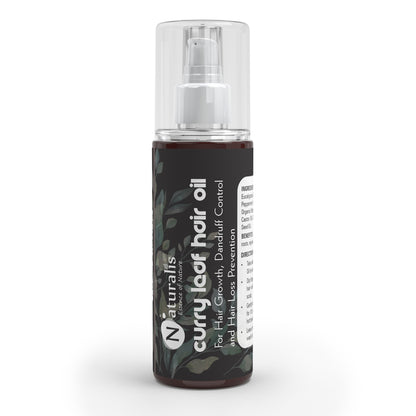 Naturalis Curry Leaves Natural Premium Hair Oil for Growth, Dandruff, Hair Loss and Rejuvenate Follicles, Non sticky all Natural product No Parabens & No Mineral Oil - Naturalis