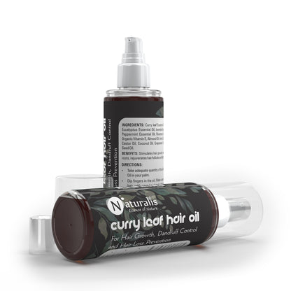 Naturalis Curry Leaves Natural Premium Hair Oil for Growth, Dandruff, Hair Loss and Rejuvenate Follicles, Non sticky all Natural product No Parabens & No Mineral Oil - Naturalis