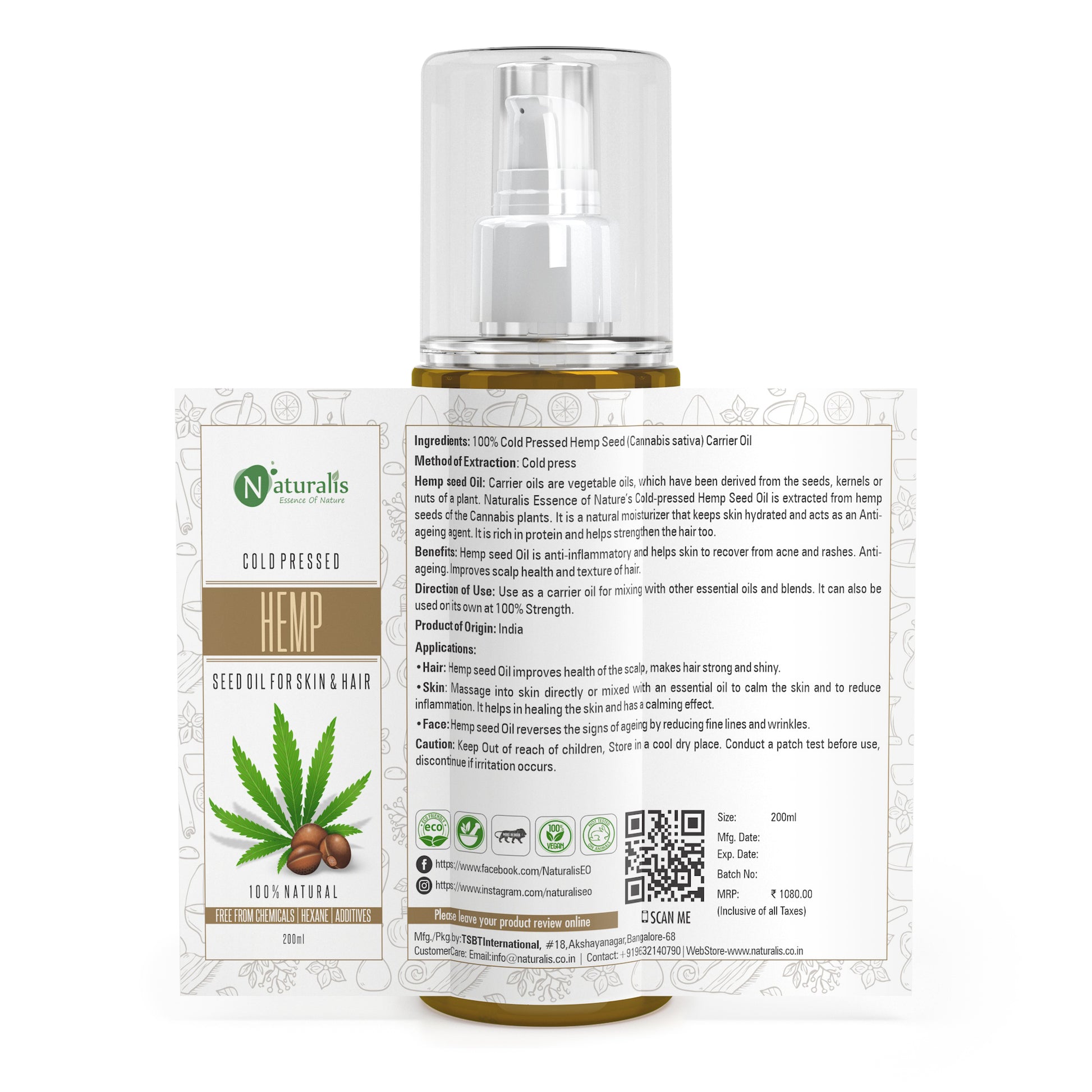 Hemp Seed Carrier Oil for Skin and Hair - Naturalis