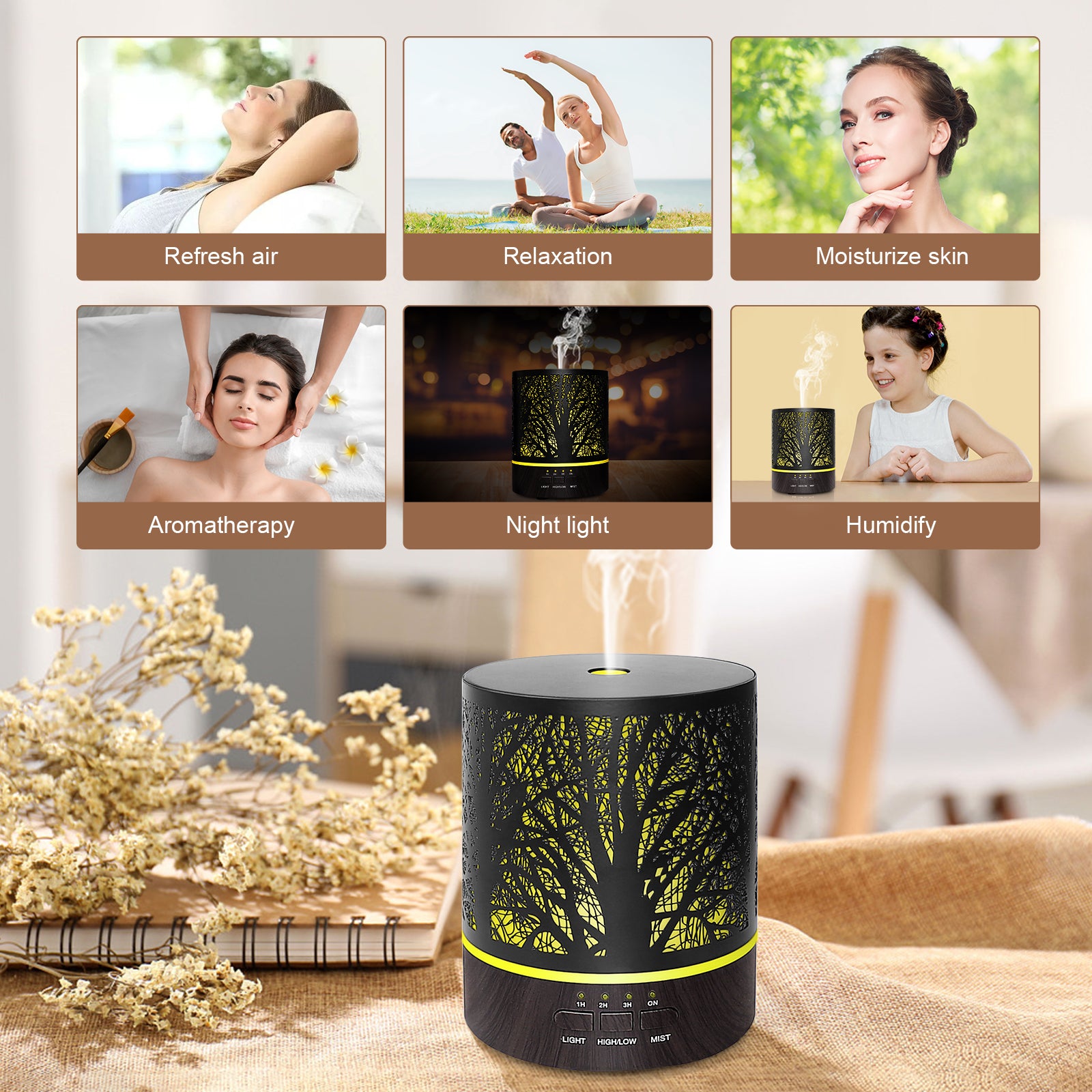 Naturalis Essence of Nature Mist Ultrasonic Aroma Diffuser & Humidifier with free Top 5 Natural Essential Oil - Naturalis