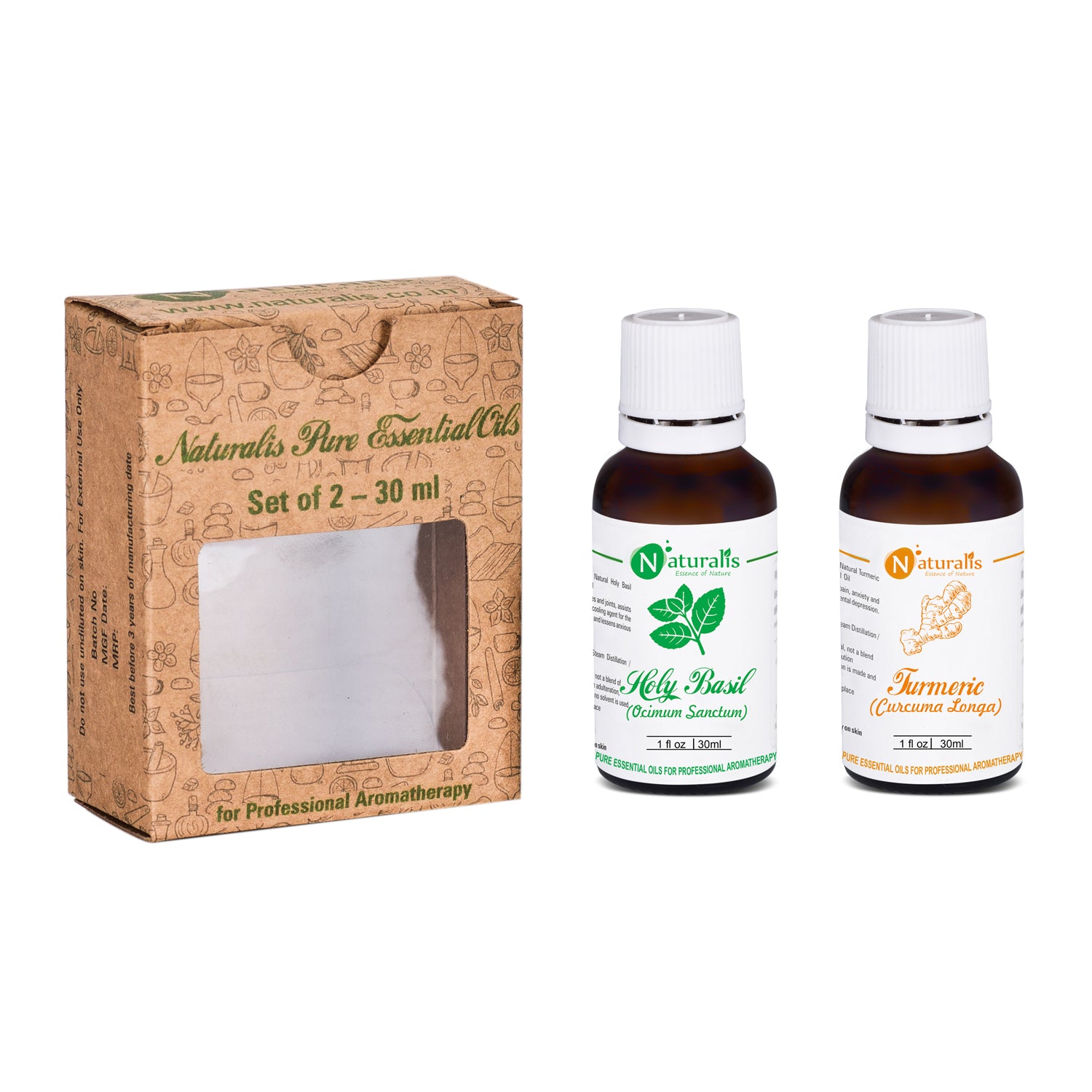 Turmeric & Holy Basil Essential Oil Set of 2 for Health Care by Naturalis - Naturalis