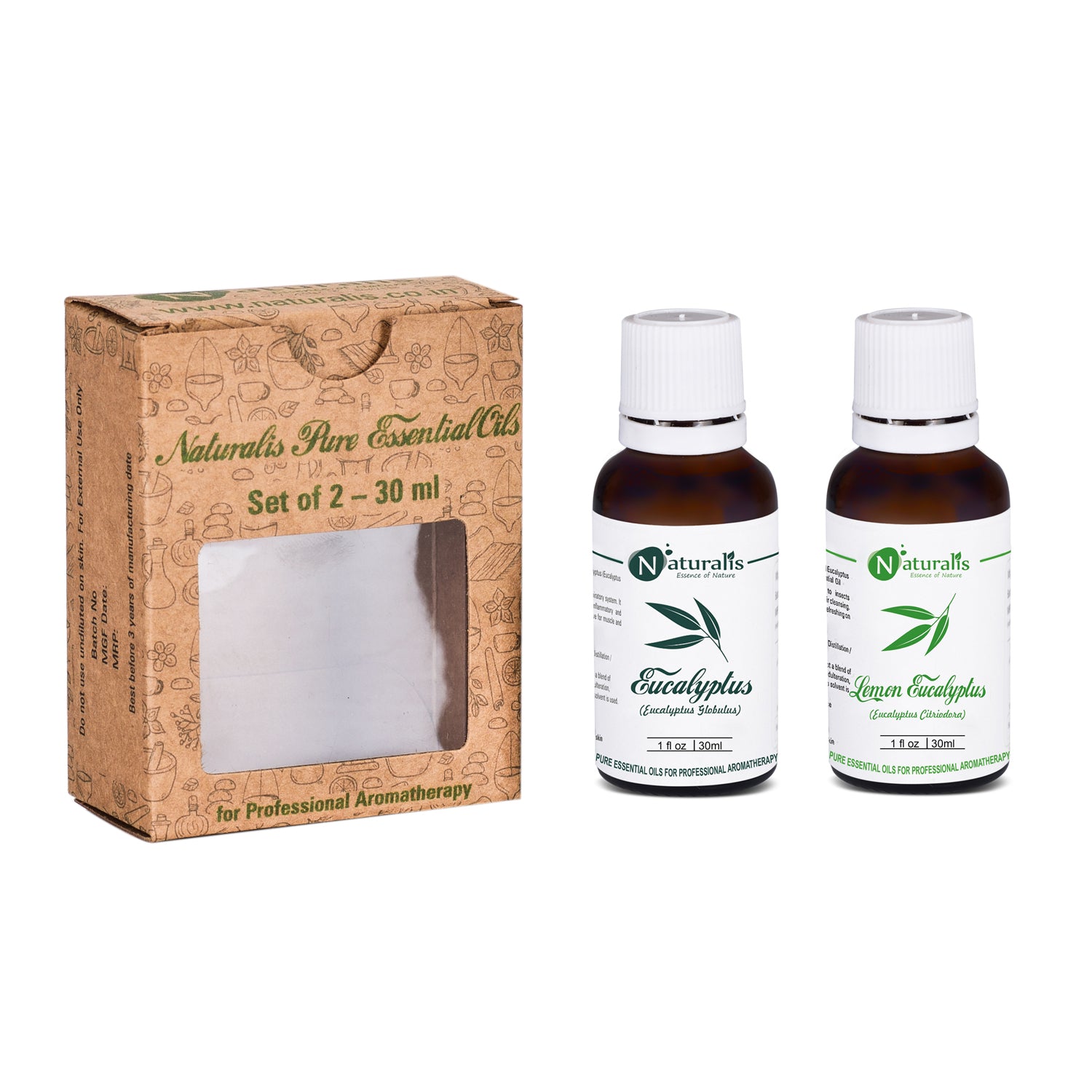 Eucalyptus & Lemon Eucalyptus Essential Oil Set of 2- 30ml by Naturalis - Pure & Natural - Naturalis