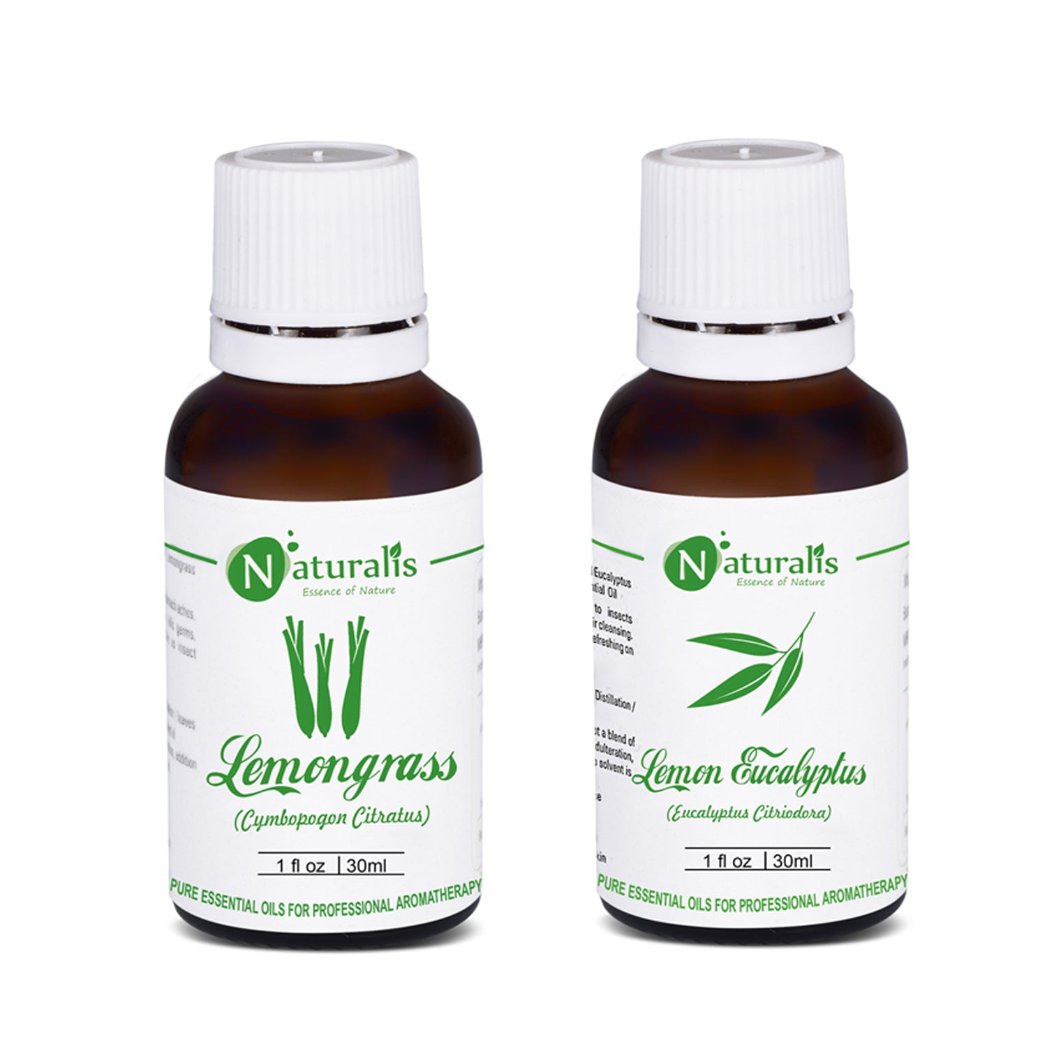Lemongrass & Citriodora/Lemon Eucalyptus Essential Oil set of 2 15ml, for Insect/Mosquito Repellent by Naturalis - Pure & Natural - Naturalis