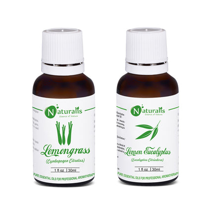 Lemongrass & Citriodora/Lemon Eucalyptus Essential Oil set of 2 15ml, for Insect/Mosquito Repellent by Naturalis - Pure & Natural - Naturalis