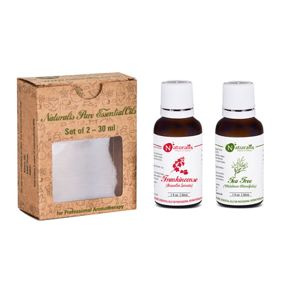 Tea Tree Essential Oil, Frankincense Essential Oil Pack Of 2 for Skin Care by Naturalis - Pure &Natural - Naturalis