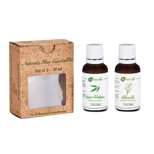 Lemon Eucalyptus & Citronella Essential Oil for Insect/Mosquito Repellent Set of 2-30ml by Naturalis - Pure & Natural - Naturalis