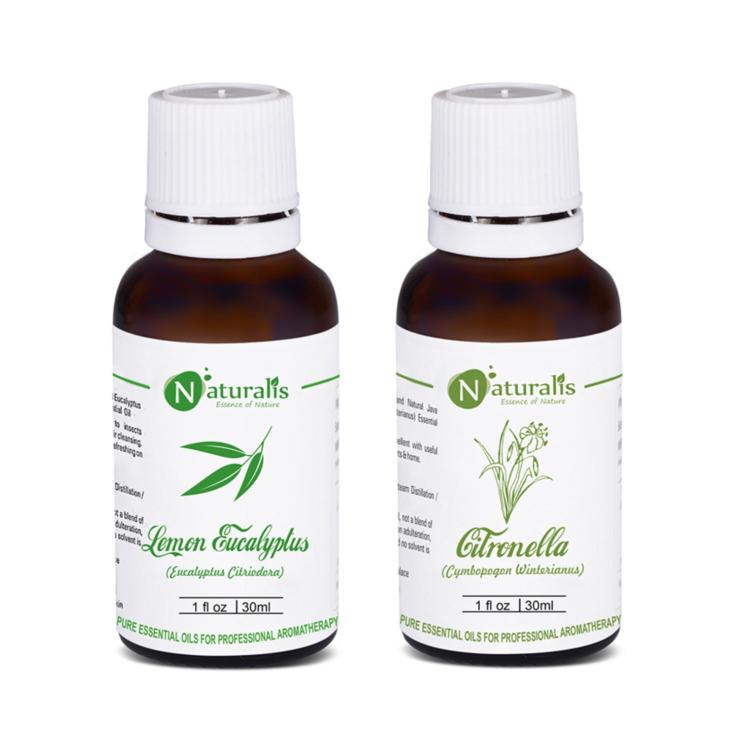 Lemon Eucalyptus & Citronella Essential Oil for Insect/Mosquito Repellent Set of 2-30ml by Naturalis - Pure & Natural - Naturalis