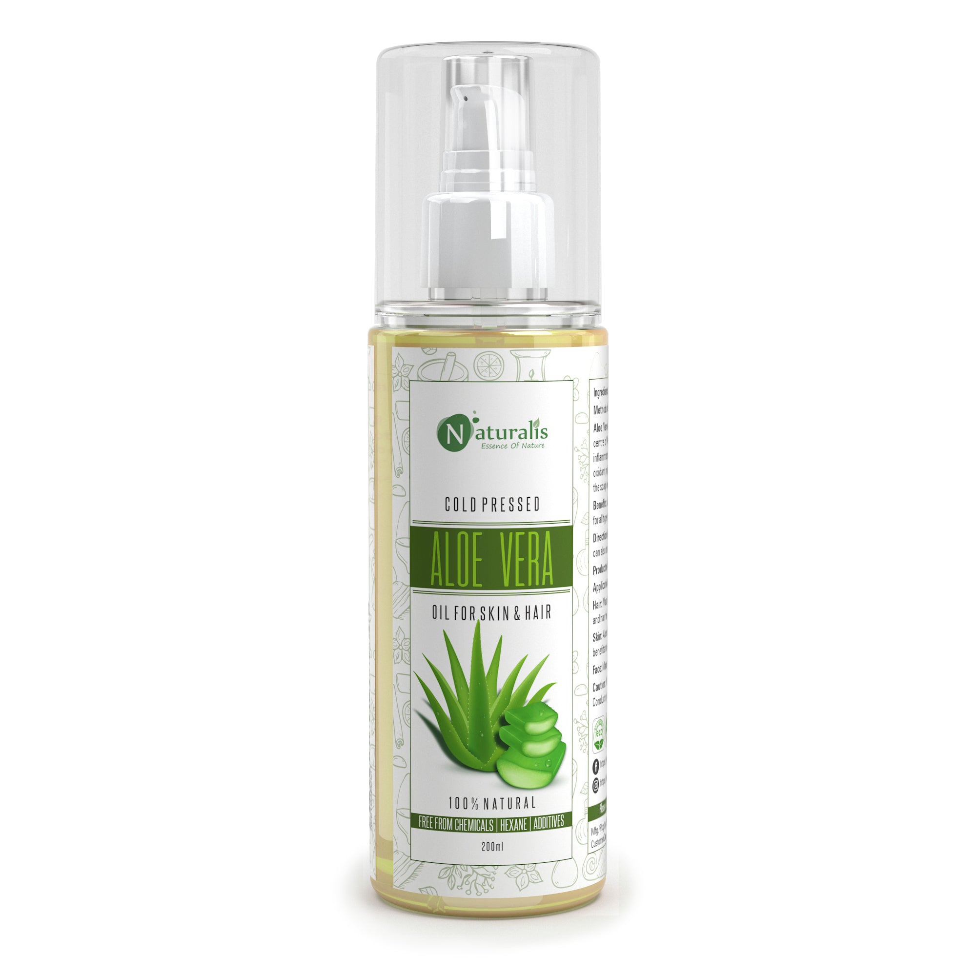 Aloe Vera Aloe Vera Carrier Oil for moisturizer & Dark Circles, 200ml - Naturalis