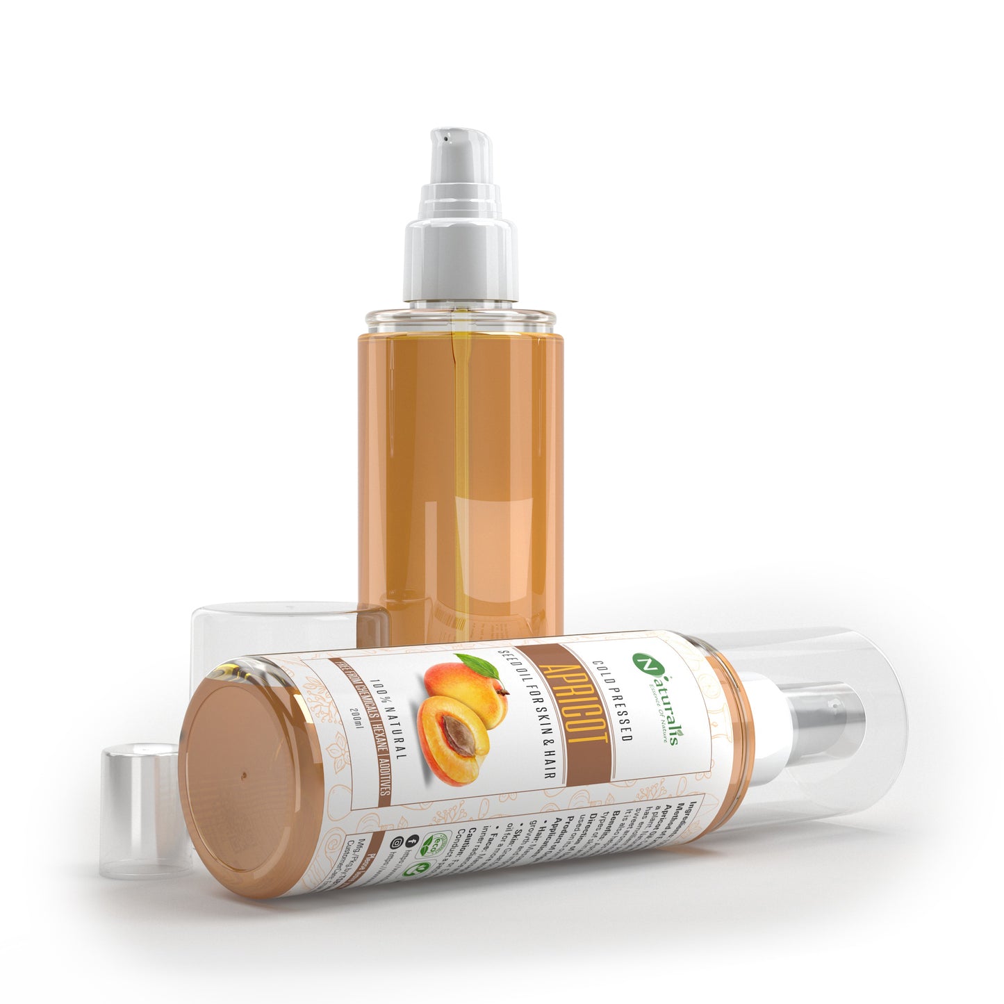 Cold pressed Apricot Carrier Oil for Skin & Face Moisturizer, Hair Growth, Aromatherapy Carrier Massage Oil, 200ml - Naturalis