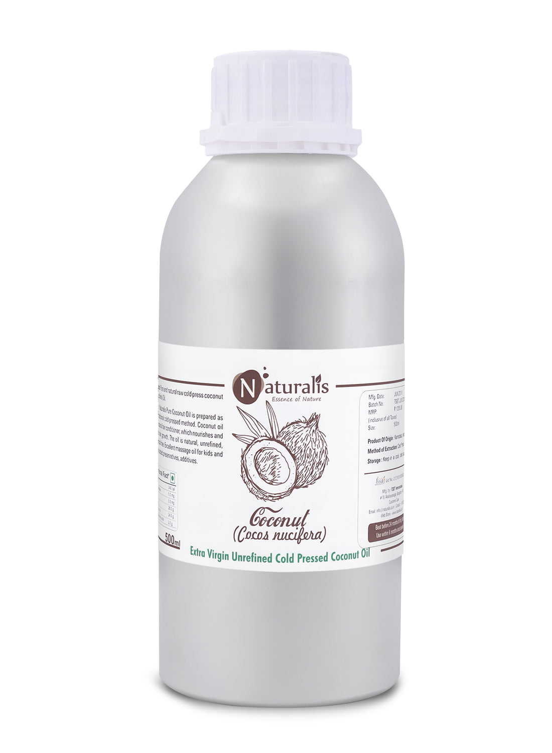 Naturalis Coconut Oil For Skin & Hair – Extra Virgin, Unrefined, Cold Pressed - Naturalis