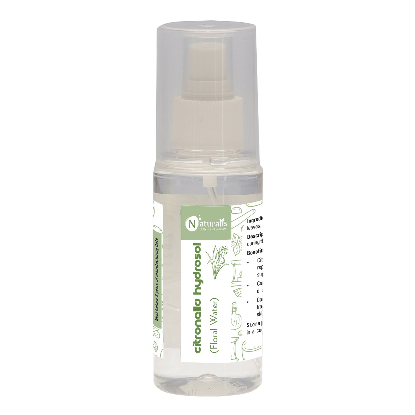 Naturalis Hydrosol- Rose, Geranium, Jasmin, Lavender, Tea Tree, Citronella, Eucalyptus, Basil, Orange,  Lemon, Peppermint and Sandal - Naturalis