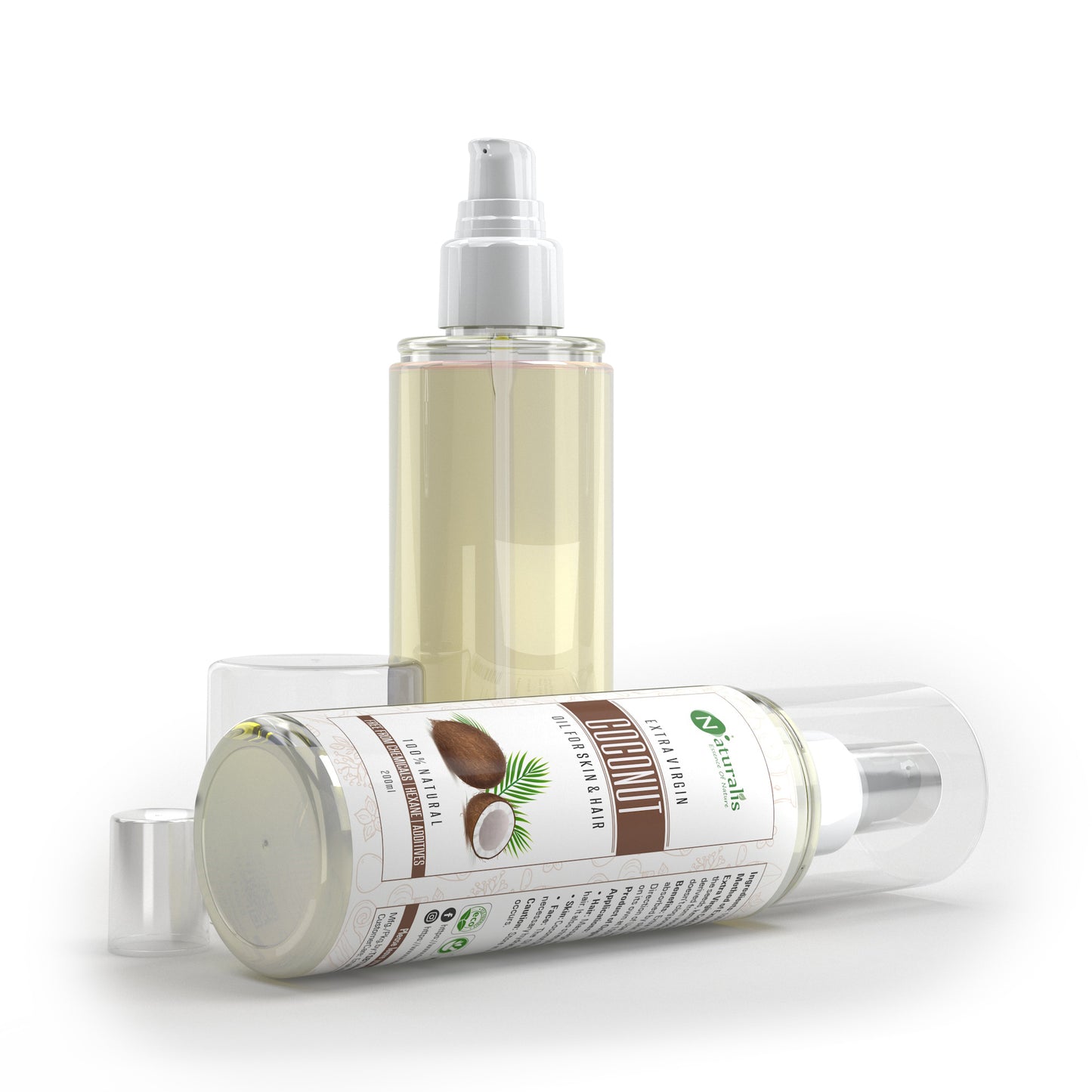 Extra Virgin Cold Pressed Raw Coconut Carrier Oil Natural Skin Moisturizer, for Hair, Skin and Face - Naturalis
