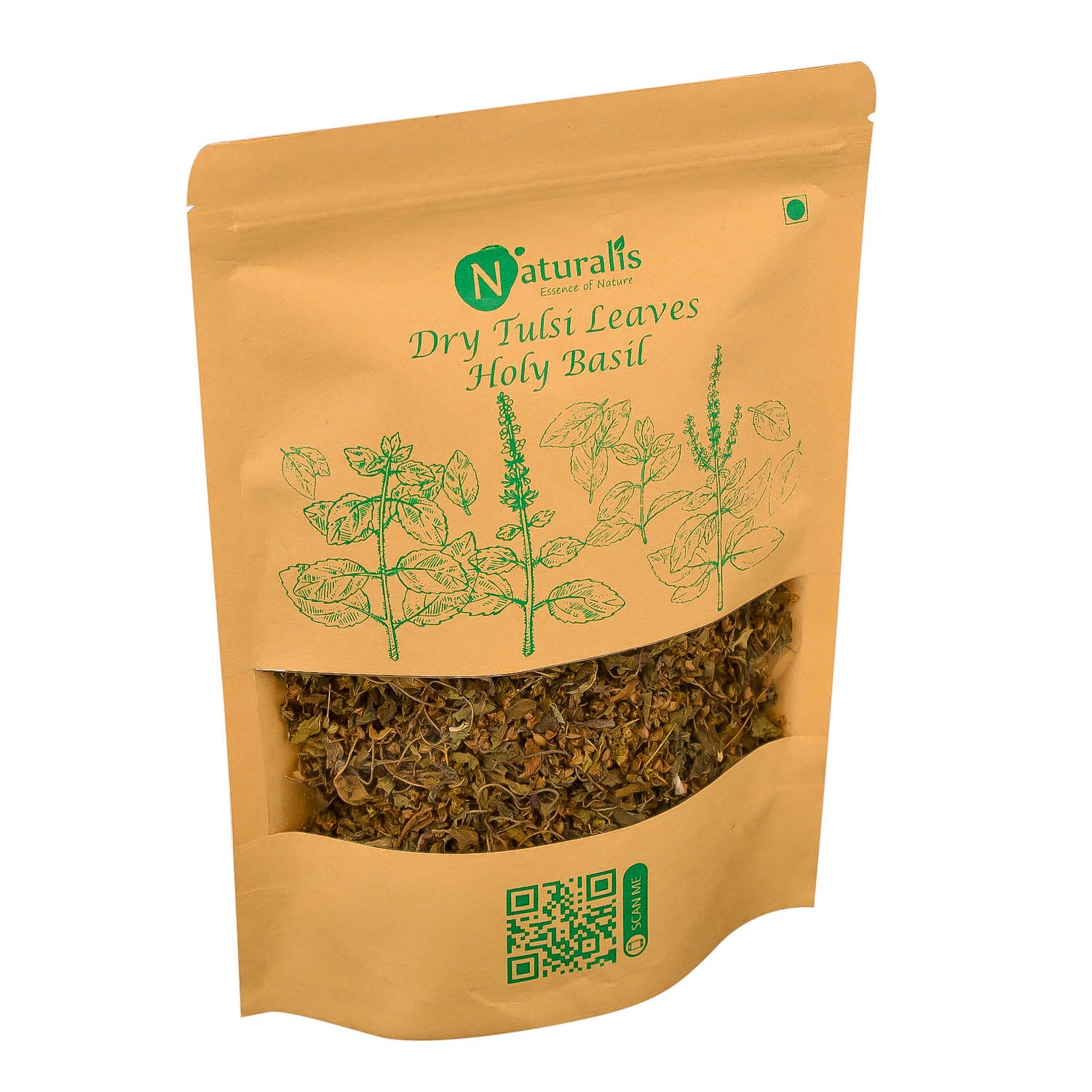 Naturalis Sun Dried Krishna Tulsi (Holy Basil) leaves granules for Tea, Kadha & Cooking - 80gms - Naturalis