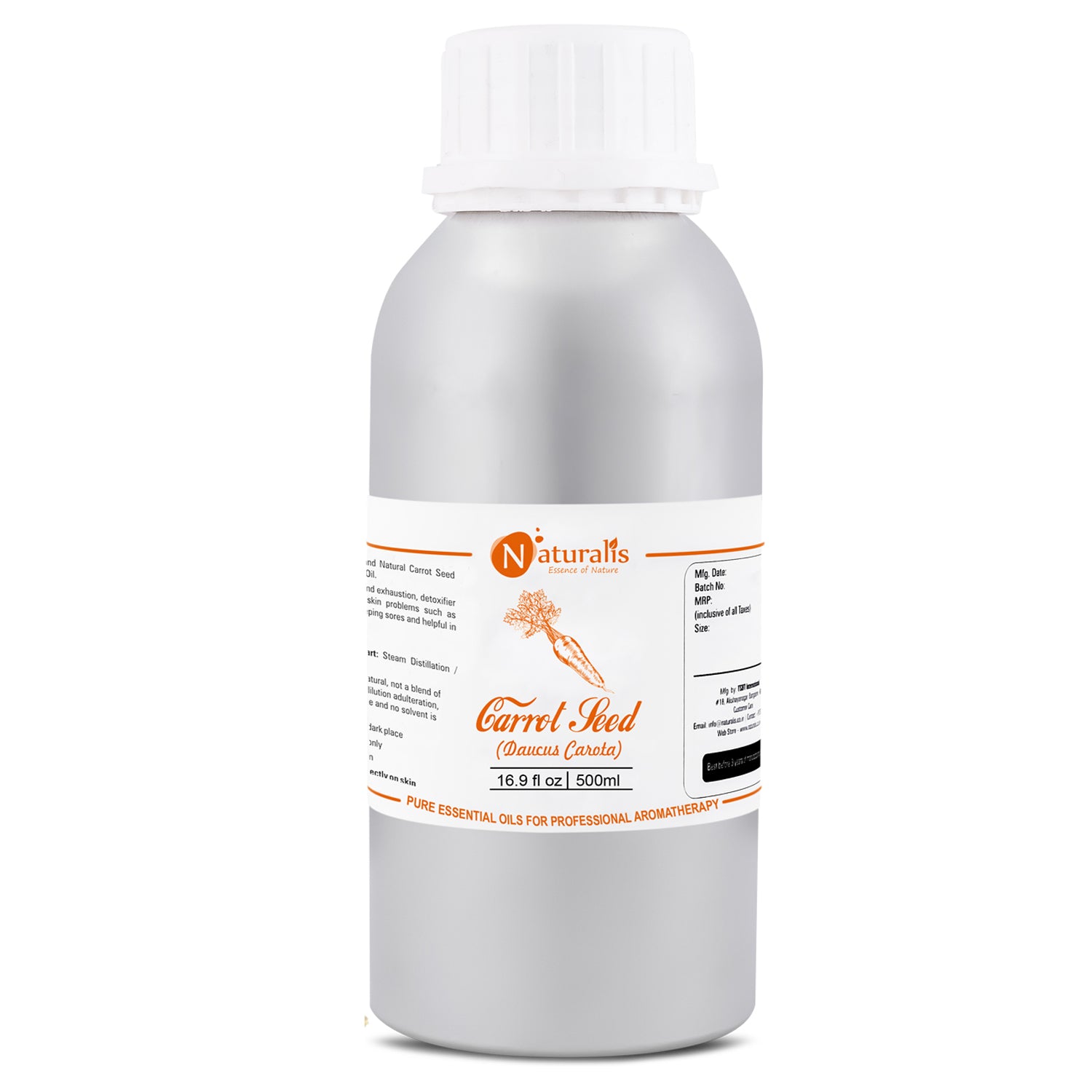 Naturalis carrot seed oil for aromatherapy and home use — side view
