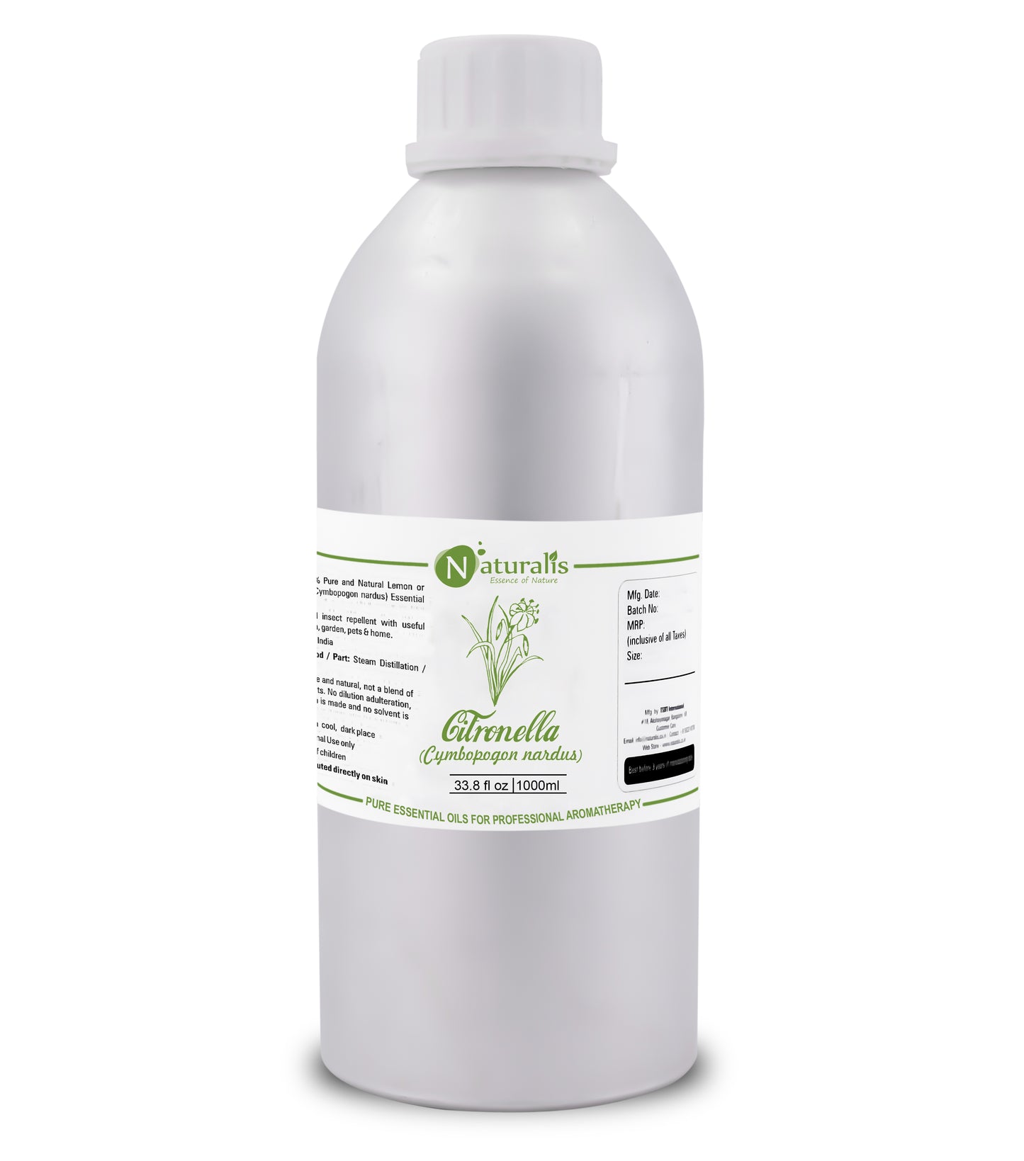 Citronella (Ceylon) Essential Oil by Naturalis - Pure & Natural - Naturalis
