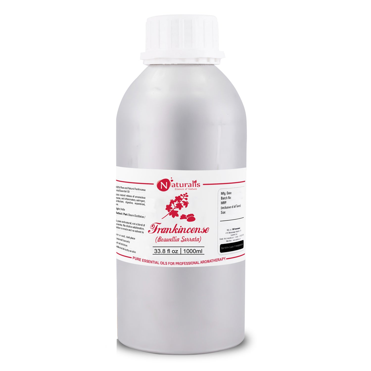 Frankincense Oil (Boswellia Serrata) by Naturalis - 1000ml bottle