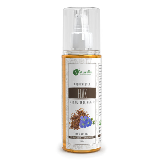 Naturalis 100% pure cold pressed Flaxseed (Linseed) Carrier Oil for skin and hair, 200ml