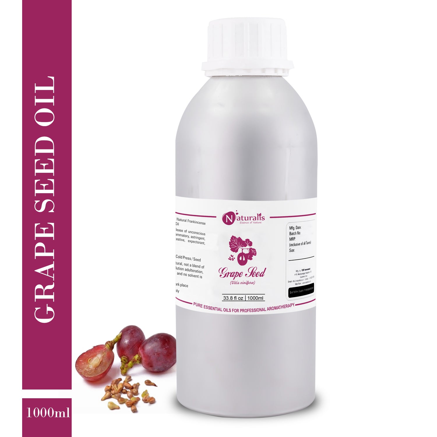 Cold Press Grape Seed Oil by Naturalis - Pure & Natural - Naturalis