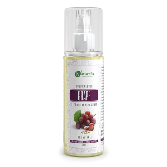 Naturalis Cold Pressed Grapeseed Carrier Oil for hair growth, skin tightening and acne, 200ml