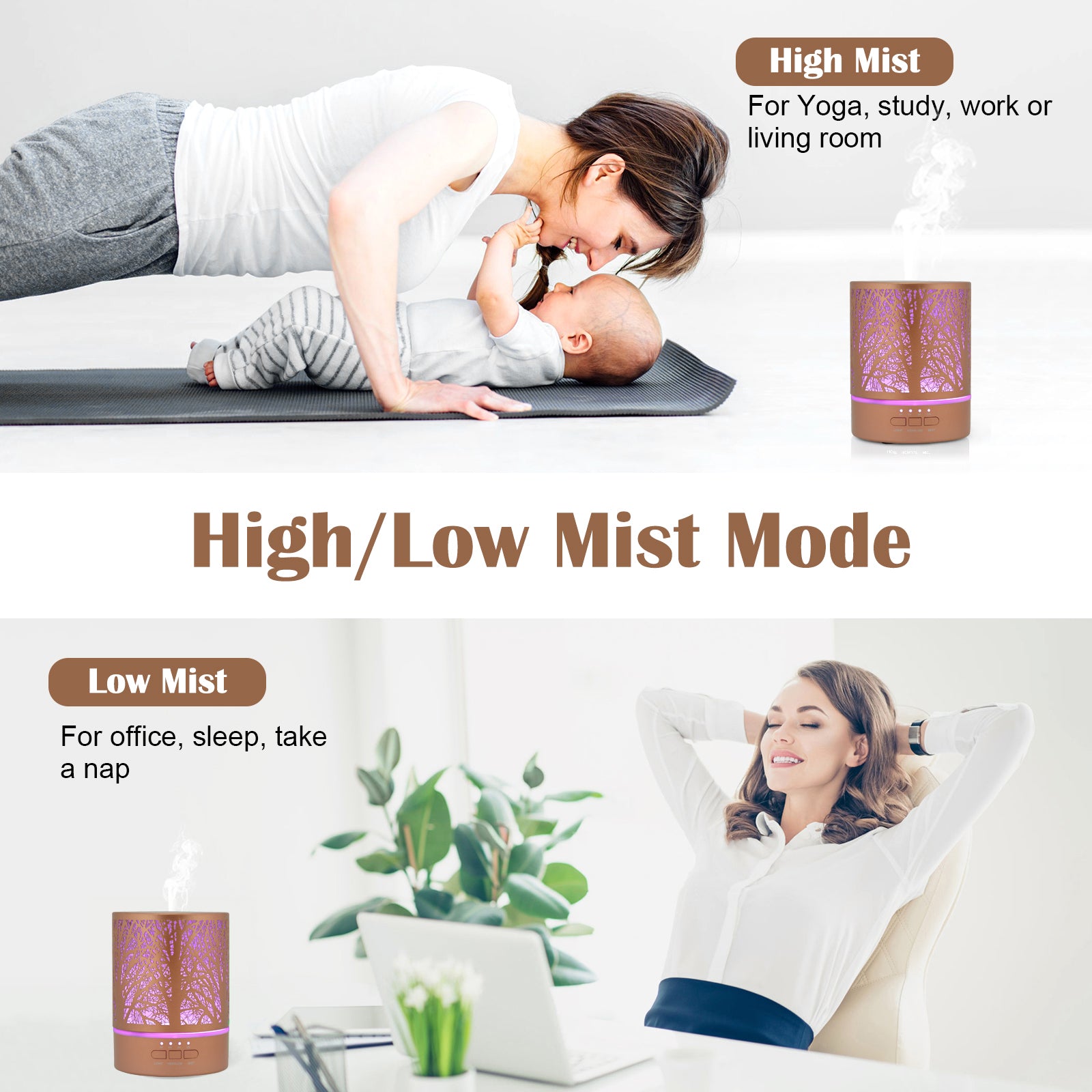 Naturalis Essence of Nature Rose Gold Mist Ultrasonic Aroma Diffuser & Humidifier with 30ml Diffuser Oil Design for Long Lasting Fragrant Ambience - Naturalis