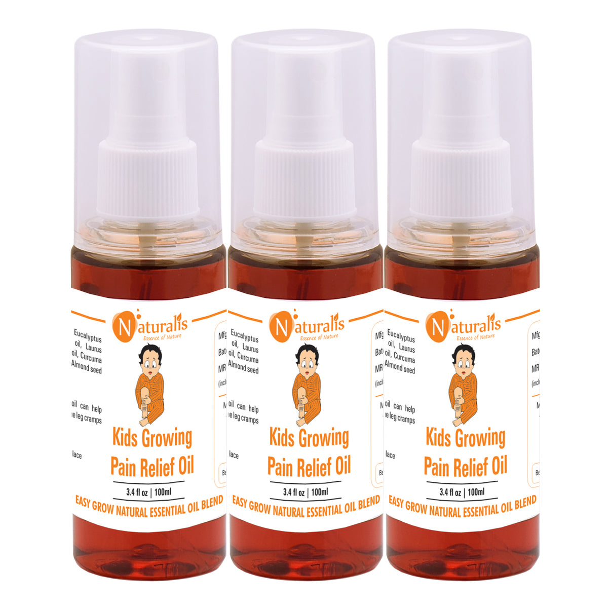 Naturalis massage oil for children's growing pain relief — close-up