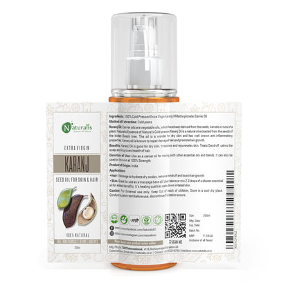 Cold Pressed Karanj Carrier Oil for Hair and Skin, 200ml - Naturalis