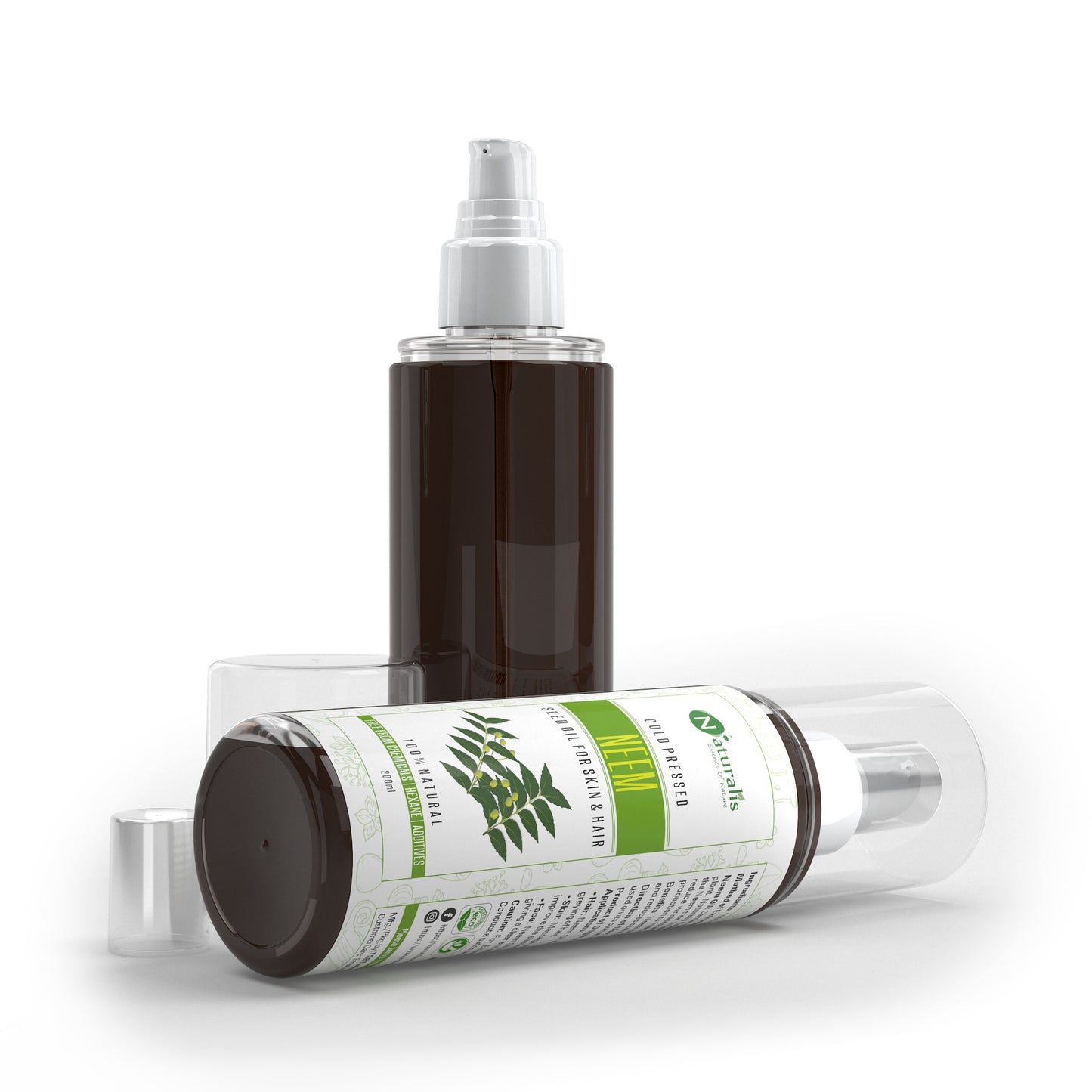 Cold Pressed Neem Carrier Oil Antiseptic, Antifungal oil for Hair Growth, Dandruff and Itchy Scalp, 200ml - Naturalis