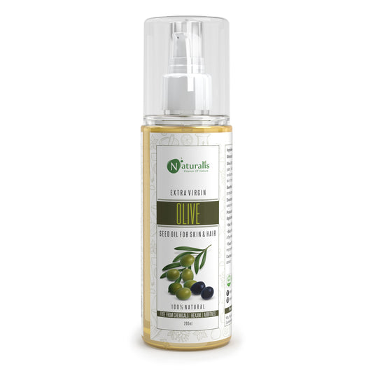 Naturalis Cold Pressed Extra Virgin Olive Carrier Oil for hair, skin, face and massage, 200ml