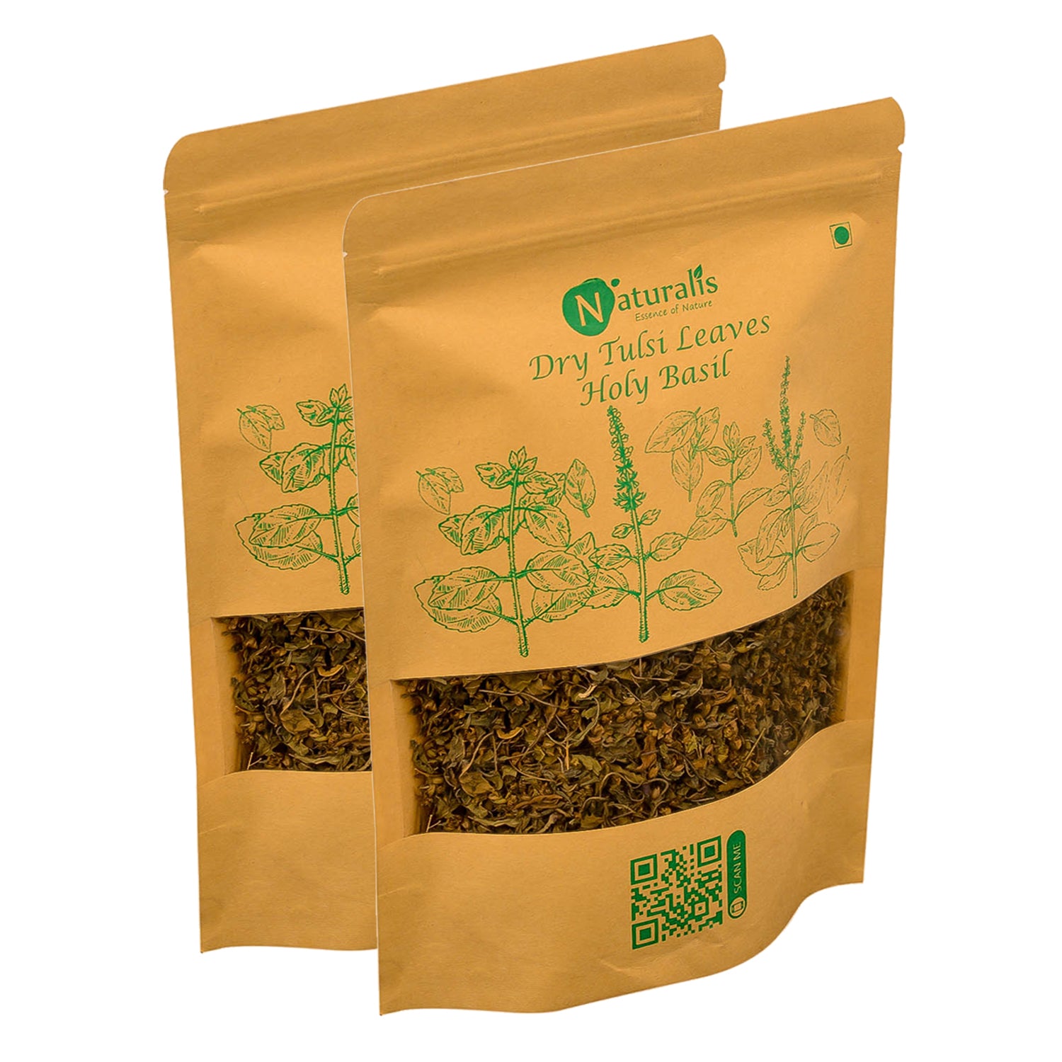 Naturalis Sun Dried Krishna Tulsi (Holy Basil) leaves granules for Tea, Kadha & Cooking - 80gms - Naturalis