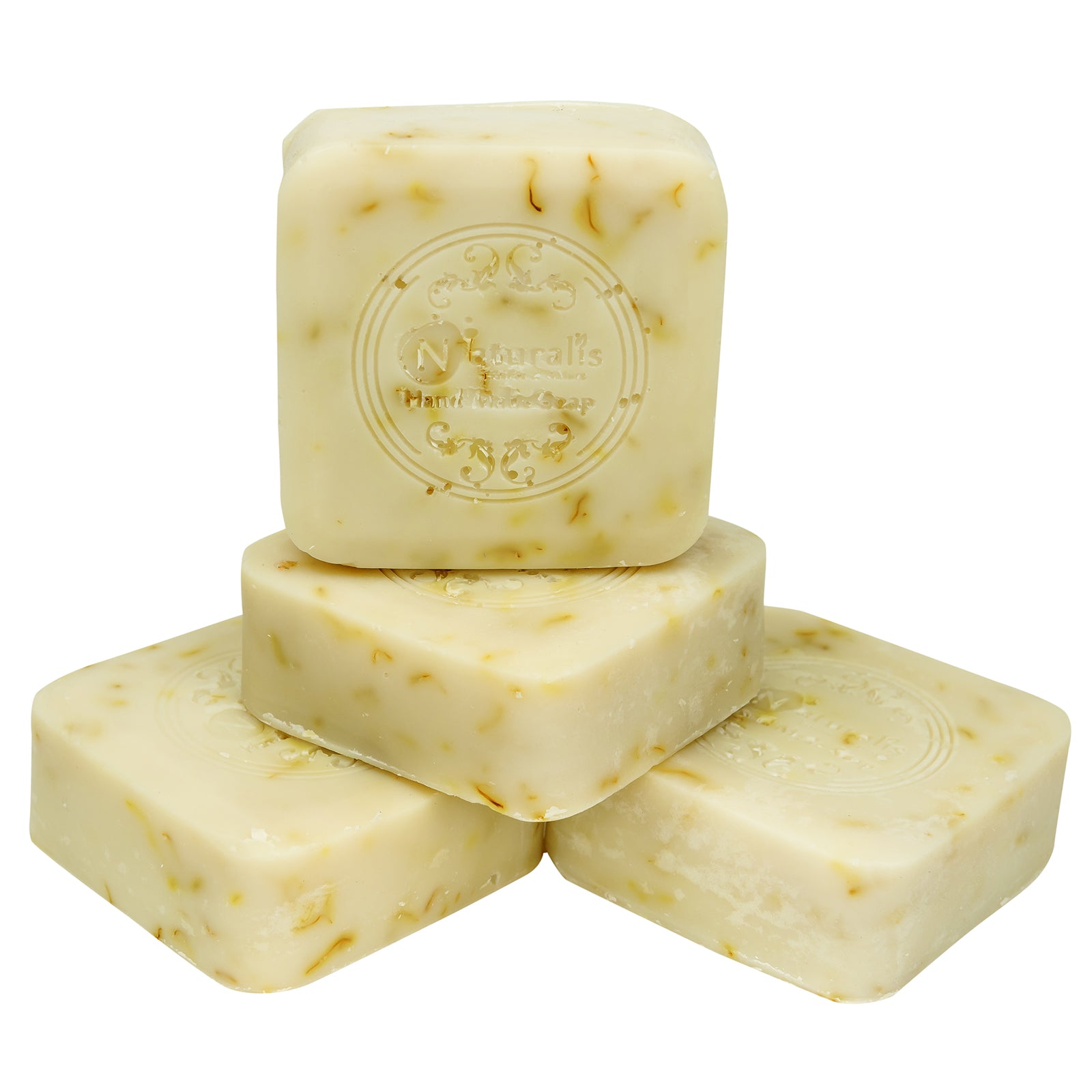 Hand-Milled Luxury Haldi Chandan Kesar Solid Soap Bar, Made using century-old Cold Process Method - 100gms Pack of 4