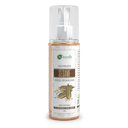 Cold Pressed Sesame Seed Carrier Oil For Hair, Body, Skin Care, Massage, 200ml - Naturalis