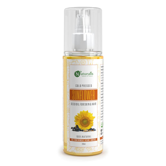 Naturalis Cold Pressed Sunflower Carrier Oil for skin, hair and lips, 200ml