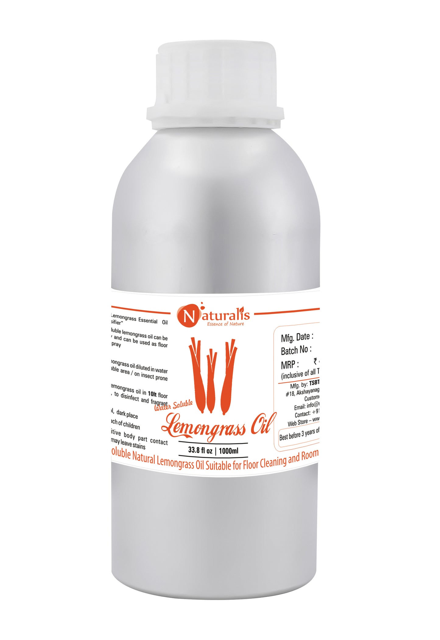 Naturalis Water Soluble Natural Lemongrass Oil Suitable for Floor Cleaning and Room Spray - Naturalis