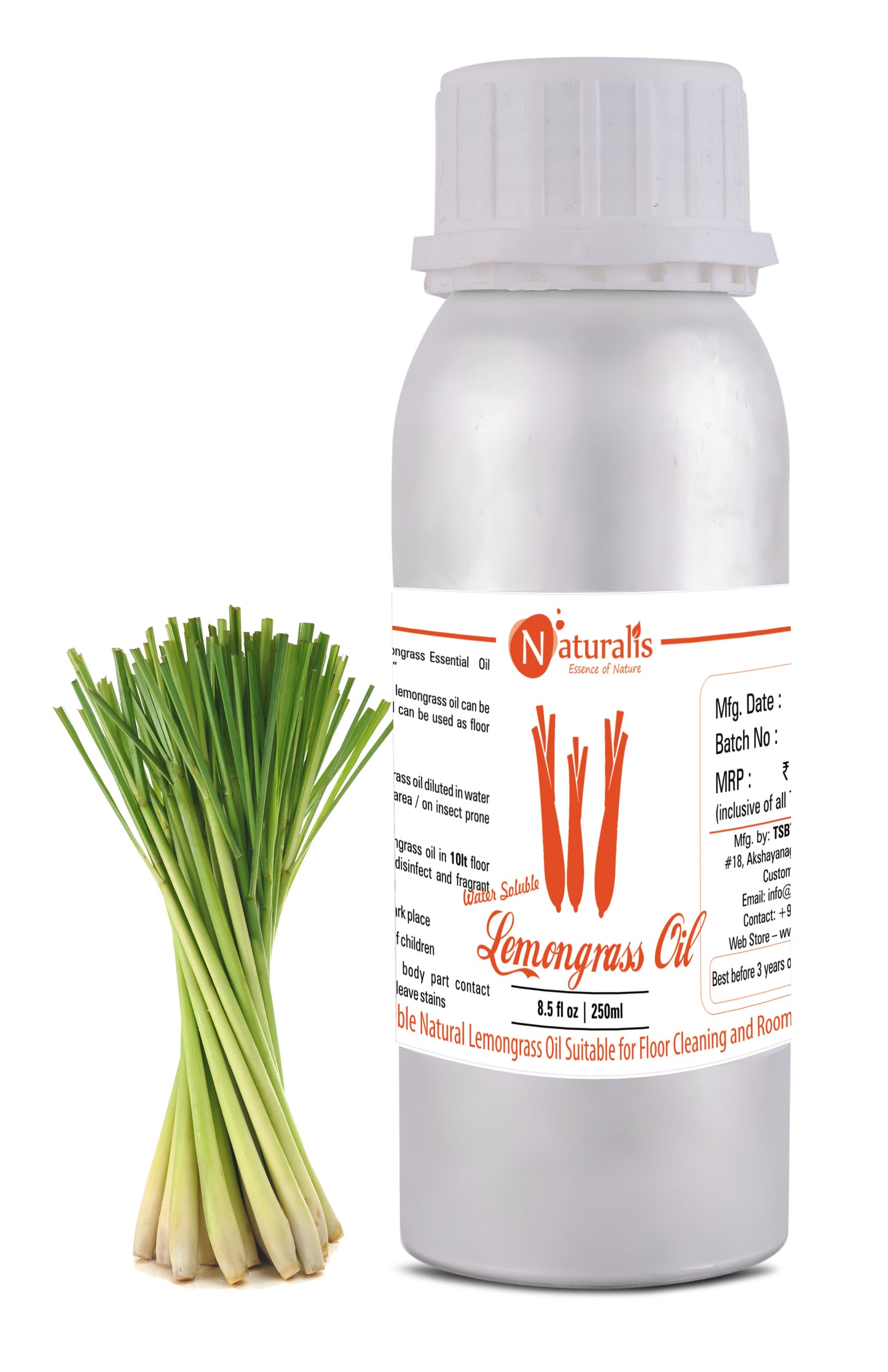 Naturalis Water Soluble Natural Lemongrass Oil Suitable for Floor Cleaning and Room Spray - Naturalis