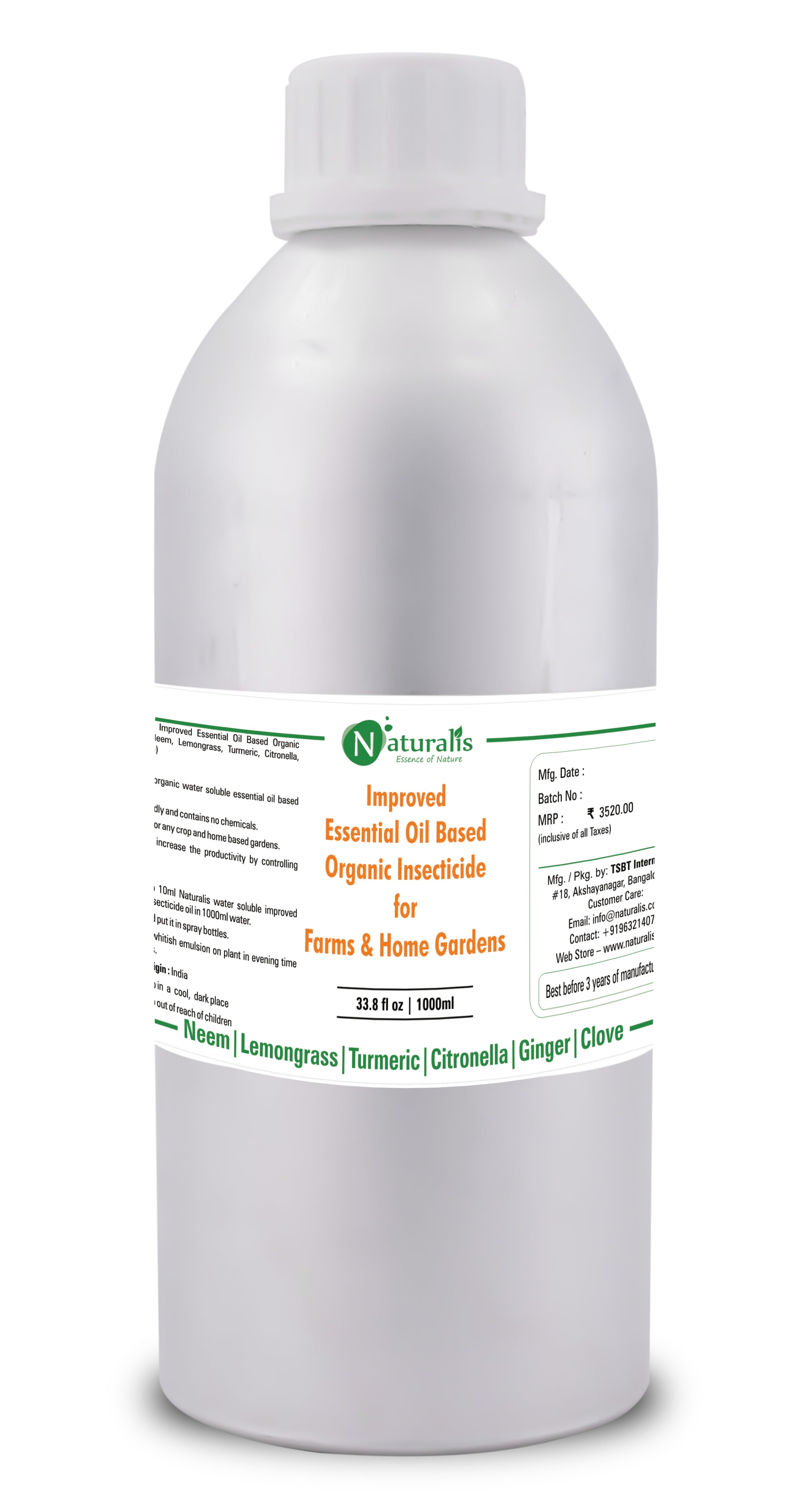 Naturalis New Improved Essential Oil Based Organic Insecticide (Neem,