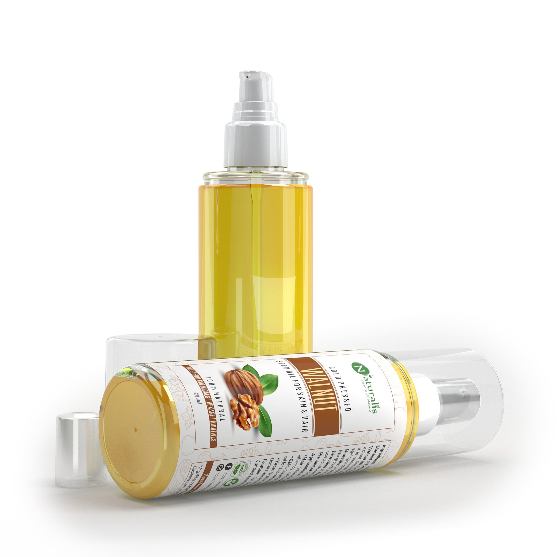 Cold Pressed Walnut Carrier Oil for Hair & Skin Care, 200ml - Naturalis