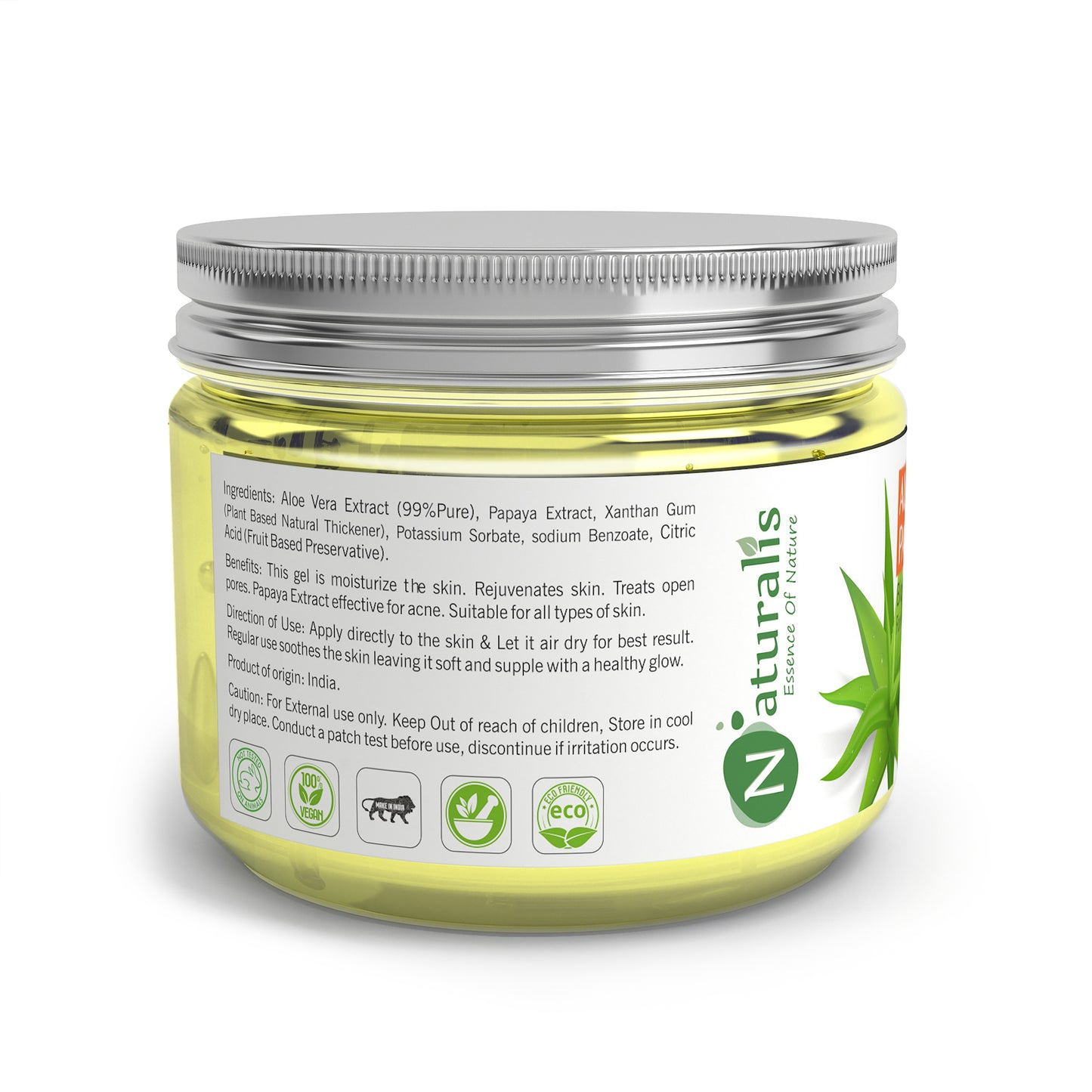 Aloe Vera Gel with Papaya for Skin, Face, Acne Scars, Moisturizer & Dark Circles (300 Gms)