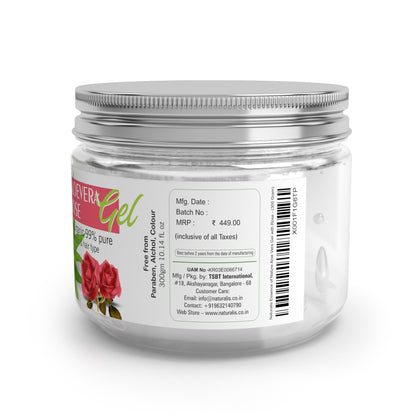 Aloe Vera Gel with Rose extract for Skin, Face, Acne Scars, Moisturizer & Dark Circles (300 Gms)