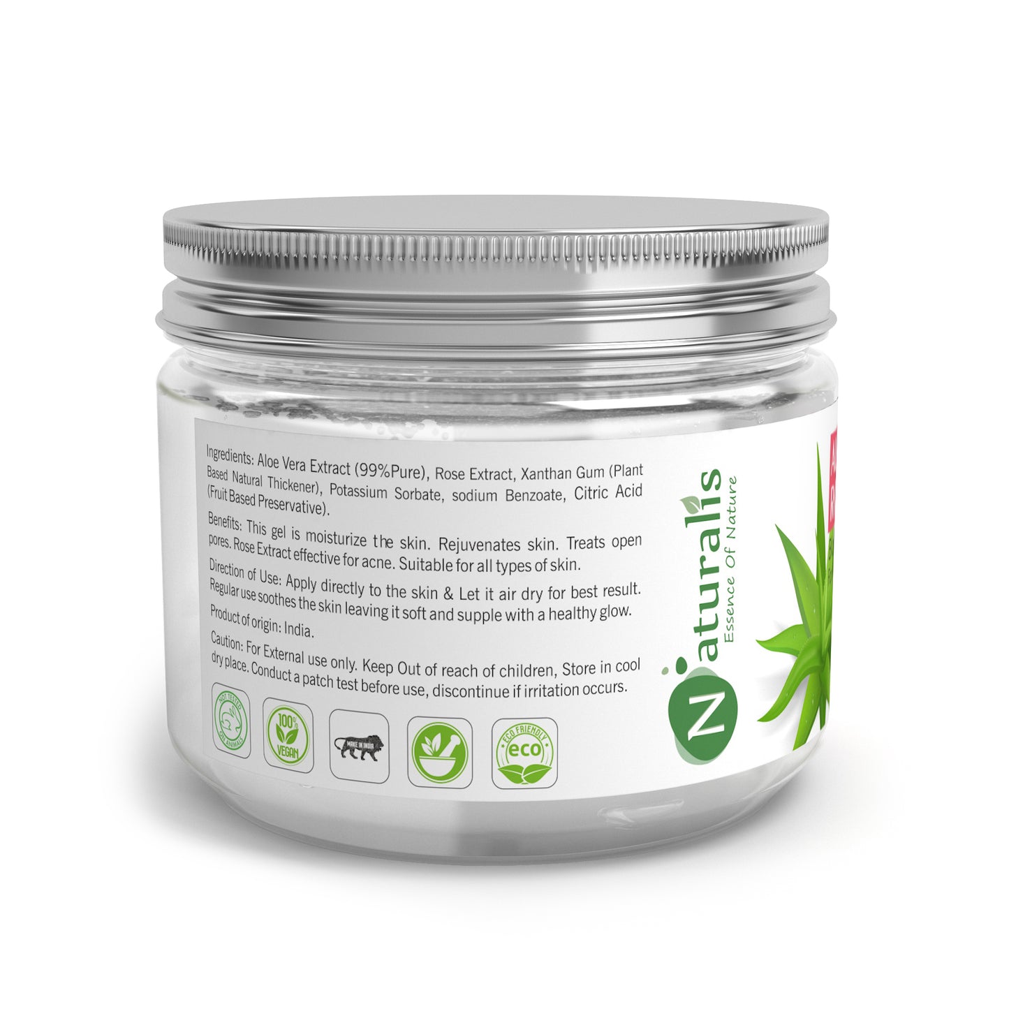 Aloe Vera Gel with Rose extract for Skin, Face, Acne Scars, Moisturizer & Dark Circles (300 Gms)
