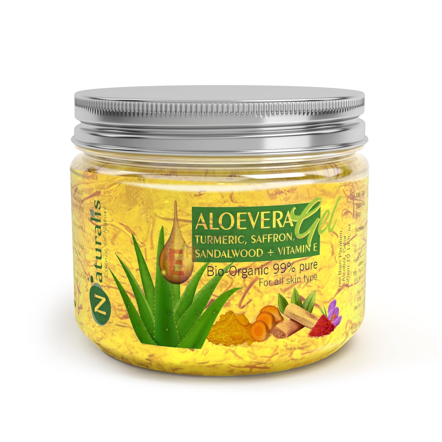 Aloe Vera Gel - Ideal for Skin, Face, Acne Scars, Hair Care & Dark Circles - Naturalis