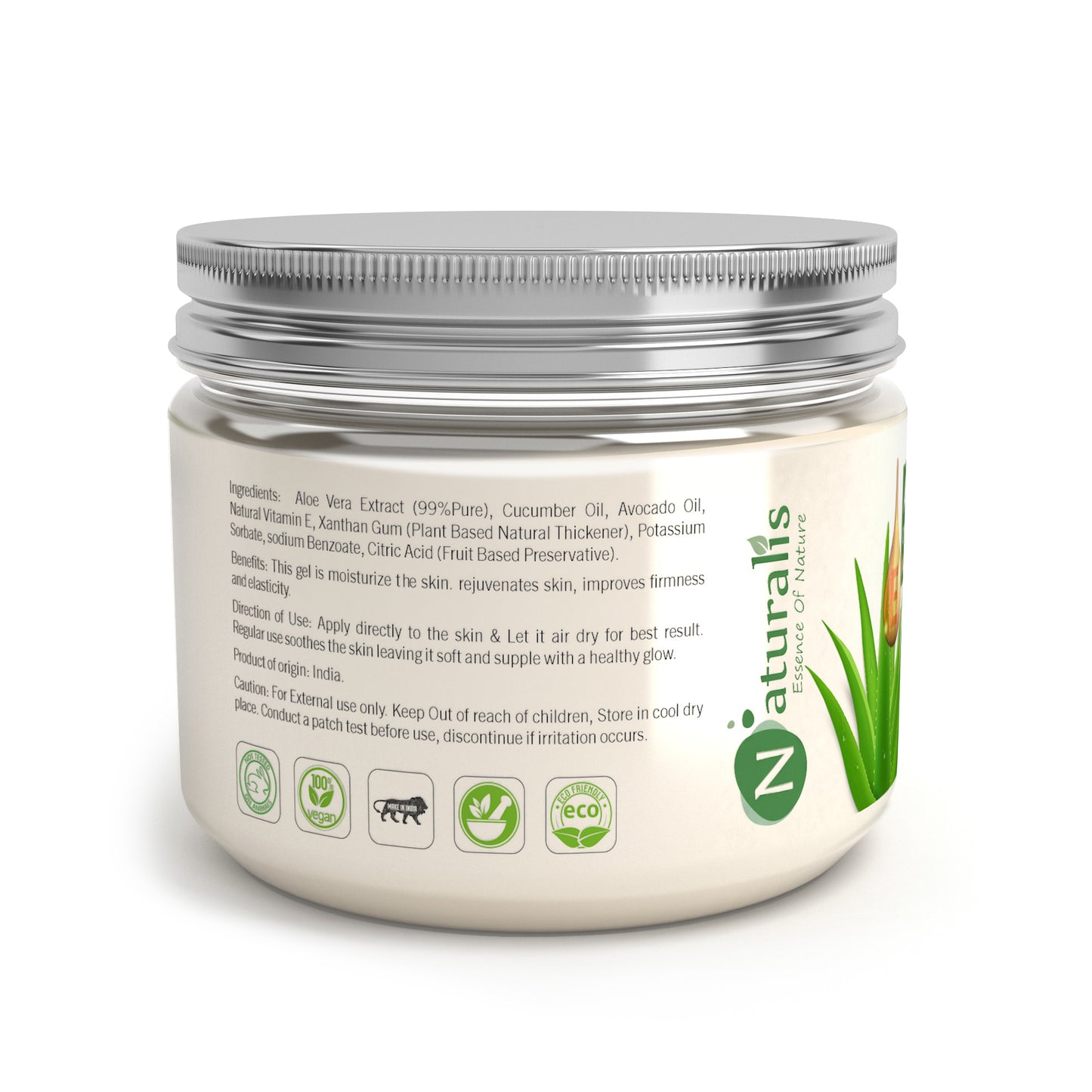 Aloe Vera Gel with Cucumber and Avocado Extracts - Ideal for Skin, Face, Acne Scars, Hair Care & Dark Circles