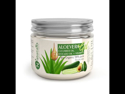 Aloe Vera Gel with Cucumber and Avocado Extracts - Ideal for Skin, Face, Acne Scars, Hair Care & Dark Circles