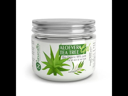Aloe Vera Gel with Tea Tree Extract - Ideal for Skin, Face, Acne, Hair Care & Dark Circles (300 Gram)