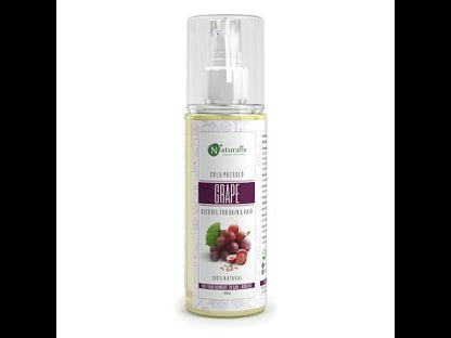 Cold Pressed Grapeseed Carrier Oil for Hair Growth, Skin Tightening, Face Massage and Acne, 200ml