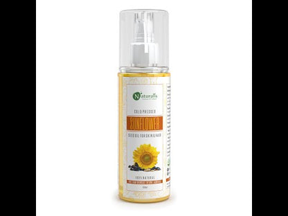 Cold Pressed Sunflower Carrier Oil for Skin, Hair & Lips, 200ml