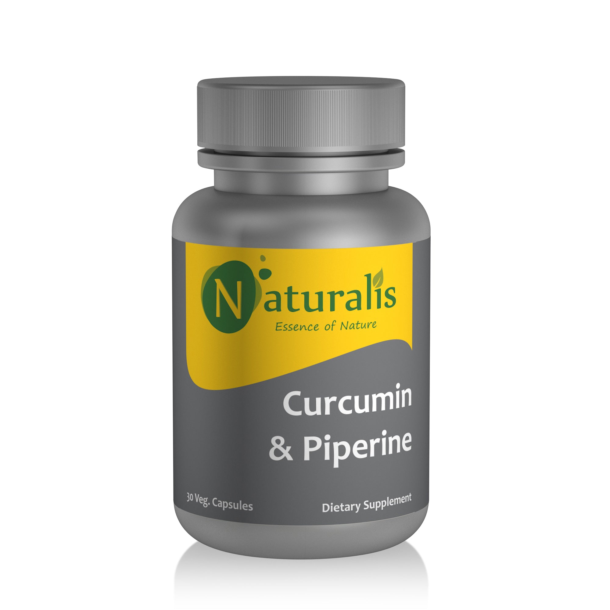 Turmeric Curcumin (95% Curcuminoids)  with Piperine, 30 Plant-Based Capsules, Non-GMO & Gluten Free (500mg) - Naturalis