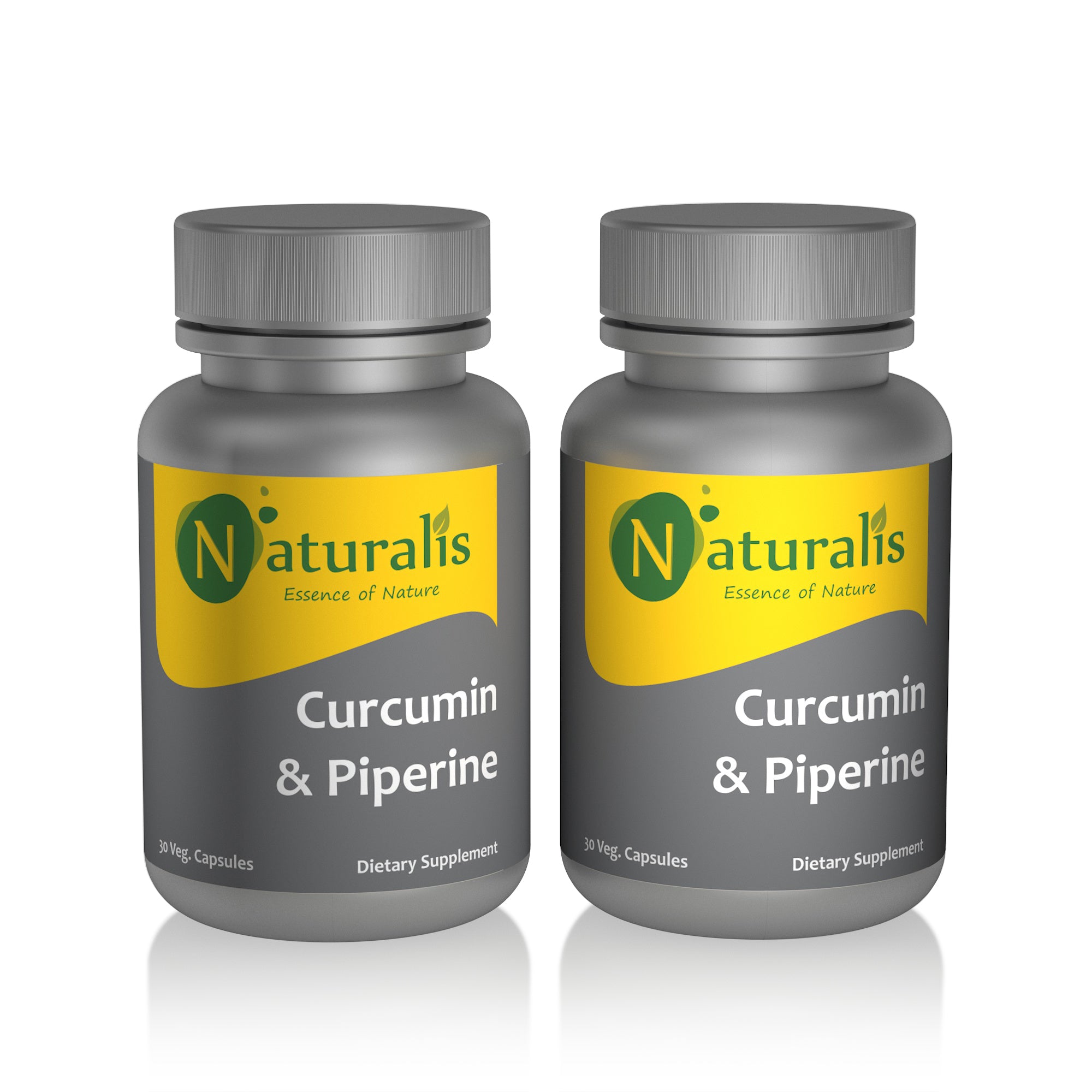 Turmeric Curcumin (95% Curcuminoids)  with Piperine, 30 Plant-Based Capsules, Non-GMO & Gluten Free (500mg) - Naturalis