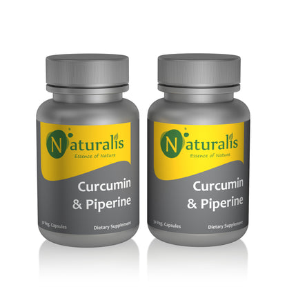 Turmeric Curcumin (95% Curcuminoids)  with Piperine, 30 Plant-Based Capsules, Non-GMO & Gluten Free (500mg) - Naturalis