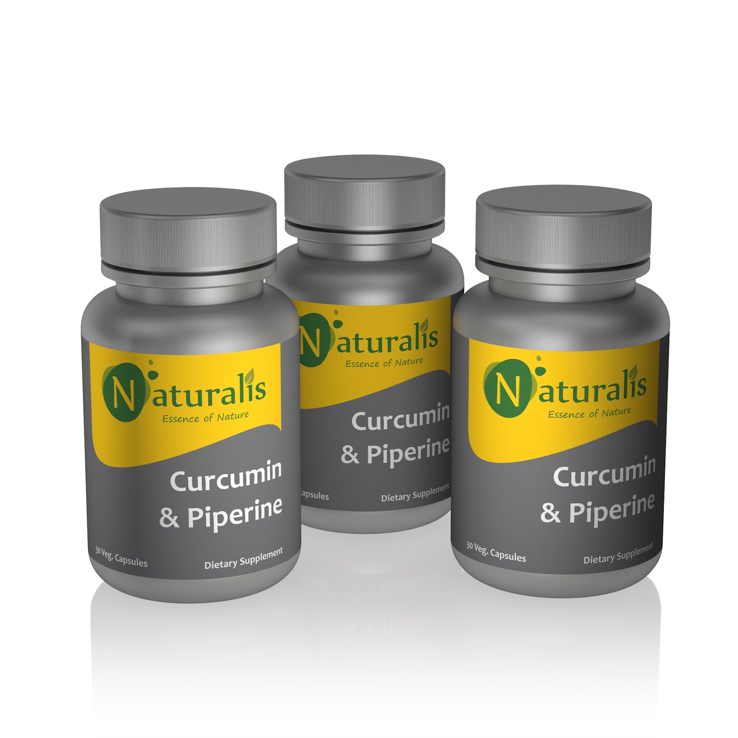 Turmeric Curcumin (95% Curcuminoids)  with Piperine, 30 Plant-Based Capsules, Non-GMO & Gluten Free (500mg) - Naturalis
